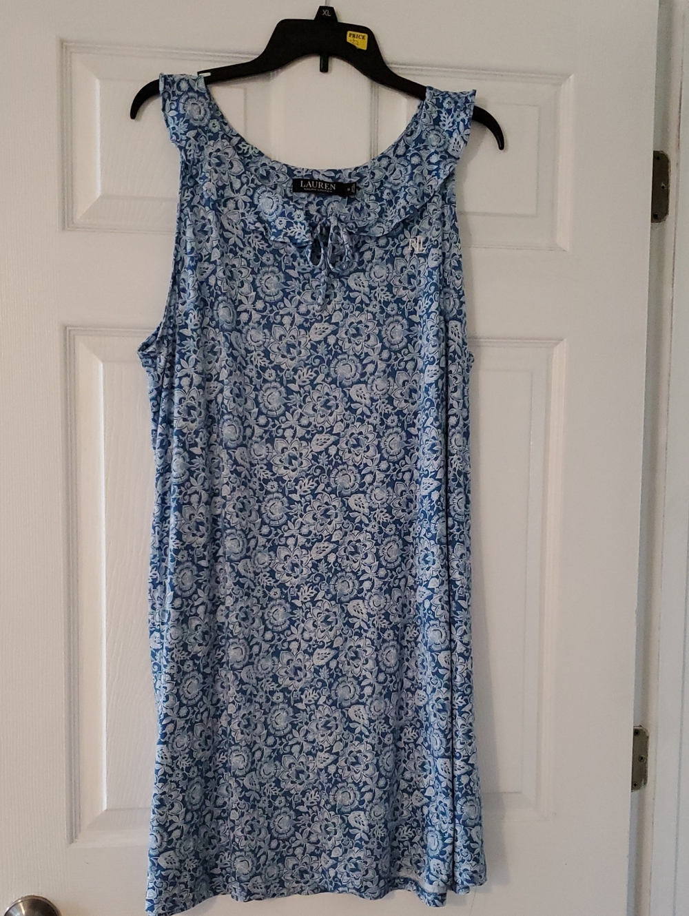 Lauren Ralph Lauren Blue and White Floral Sleeveless Chemise